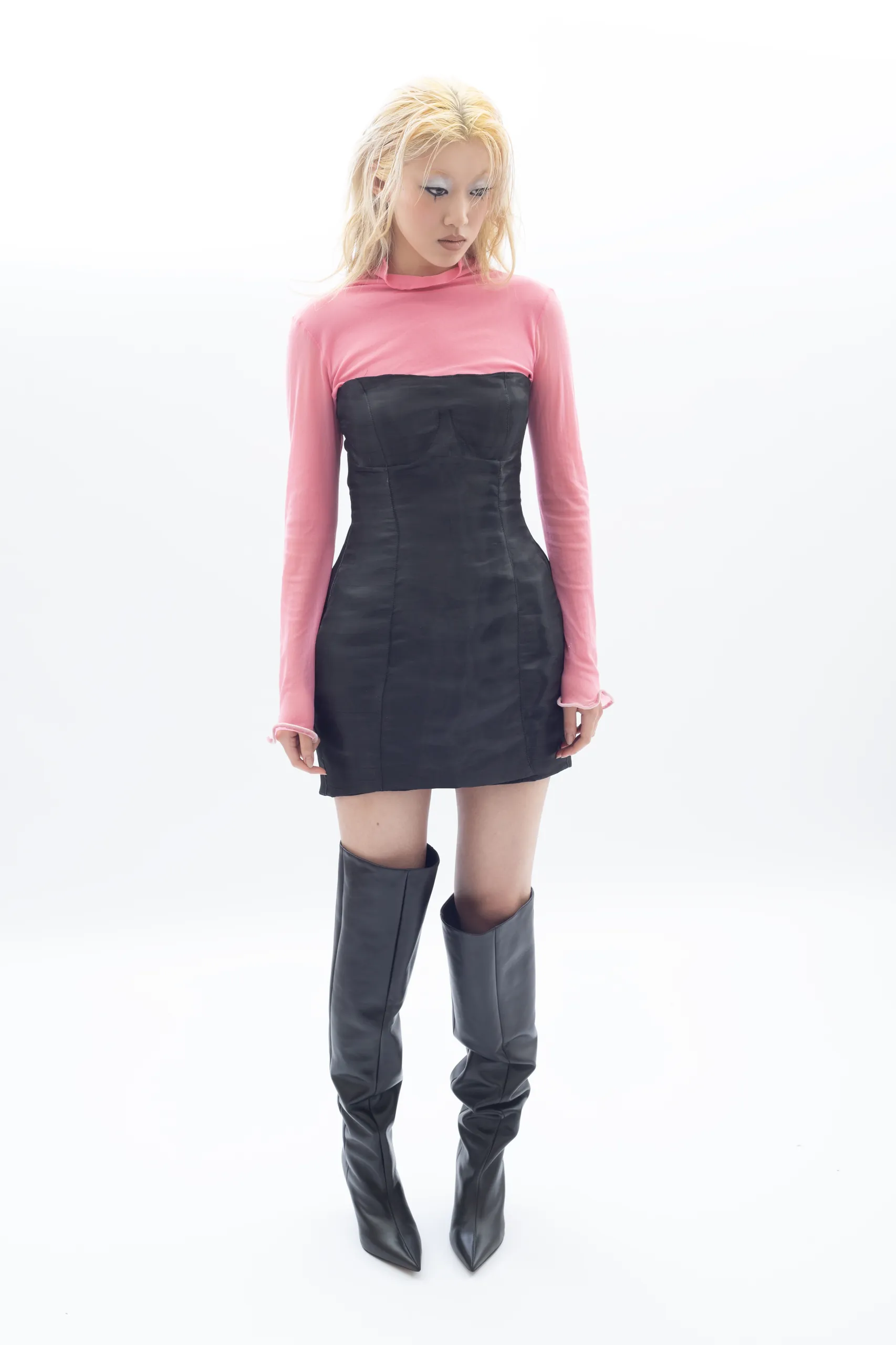 berlin-fashion-editorial-pink-top-black-mini-dress